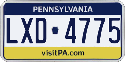 PA license plate LXD4775