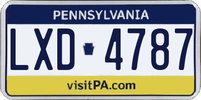 PA license plate LXD4787