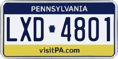 PA license plate LXD4801
