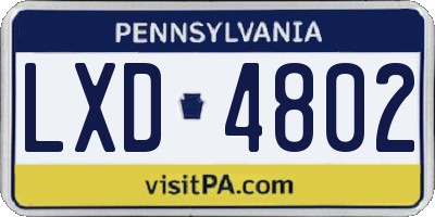 PA license plate LXD4802