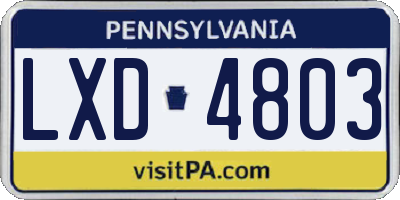 PA license plate LXD4803