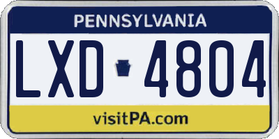 PA license plate LXD4804