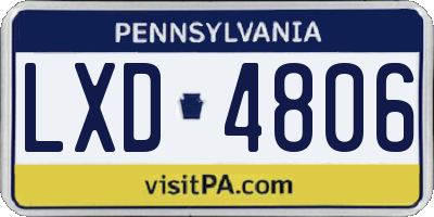 PA license plate LXD4806