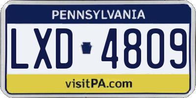 PA license plate LXD4809