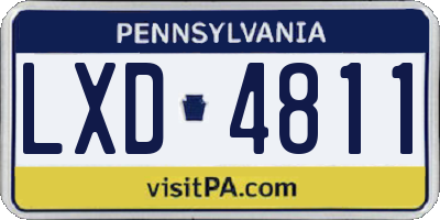 PA license plate LXD4811