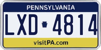 PA license plate LXD4814