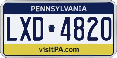 PA license plate LXD4820