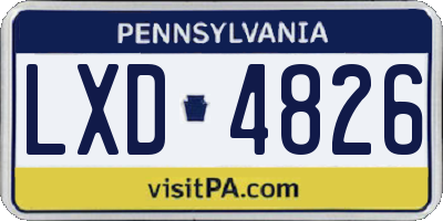 PA license plate LXD4826