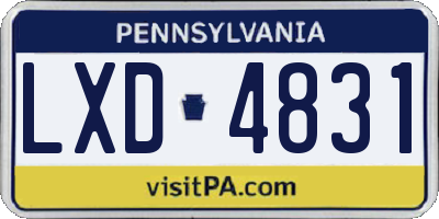 PA license plate LXD4831