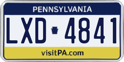 PA license plate LXD4841