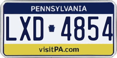 PA license plate LXD4854