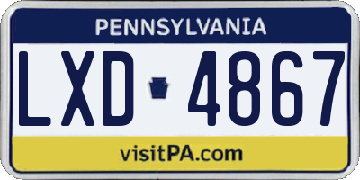PA license plate LXD4867
