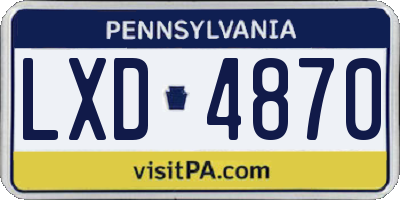 PA license plate LXD4870