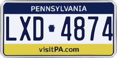 PA license plate LXD4874