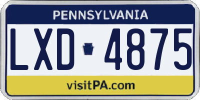 PA license plate LXD4875