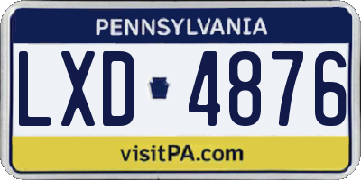 PA license plate LXD4876