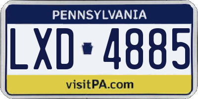 PA license plate LXD4885