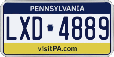PA license plate LXD4889