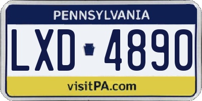 PA license plate LXD4890