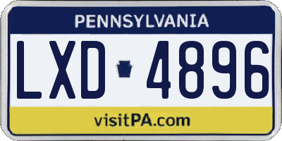 PA license plate LXD4896