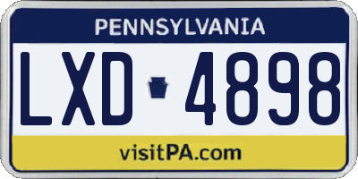PA license plate LXD4898
