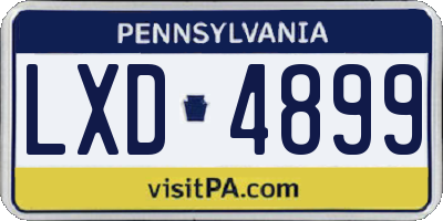 PA license plate LXD4899