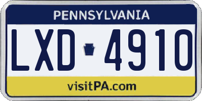 PA license plate LXD4910