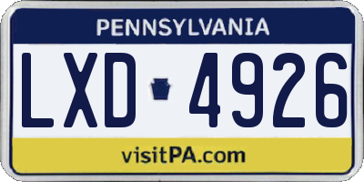 PA license plate LXD4926