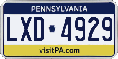 PA license plate LXD4929