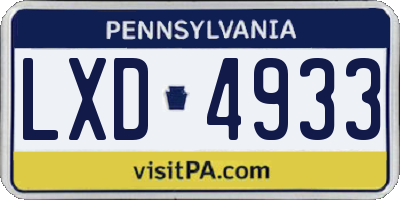 PA license plate LXD4933