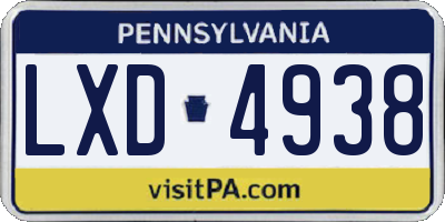 PA license plate LXD4938
