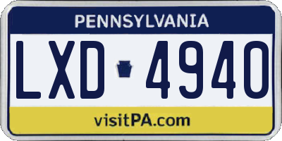 PA license plate LXD4940