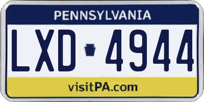 PA license plate LXD4944