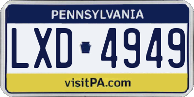 PA license plate LXD4949