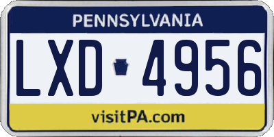 PA license plate LXD4956