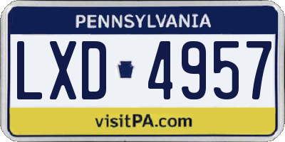 PA license plate LXD4957