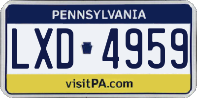 PA license plate LXD4959