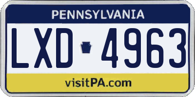 PA license plate LXD4963