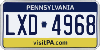 PA license plate LXD4968