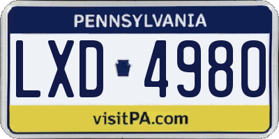 PA license plate LXD4980