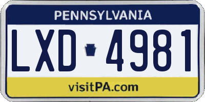 PA license plate LXD4981