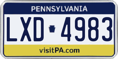 PA license plate LXD4983