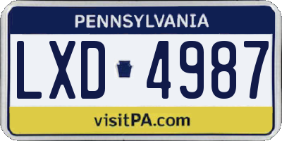 PA license plate LXD4987
