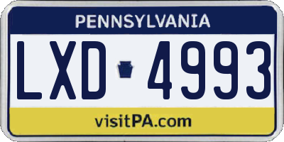 PA license plate LXD4993
