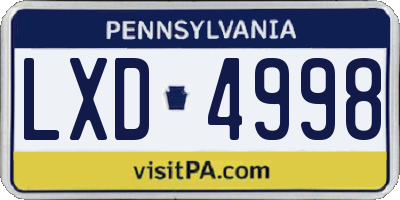 PA license plate LXD4998
