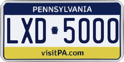 PA license plate LXD5000