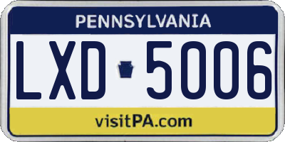 PA license plate LXD5006