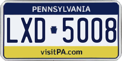 PA license plate LXD5008