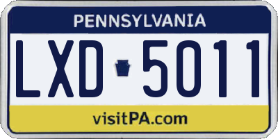 PA license plate LXD5011