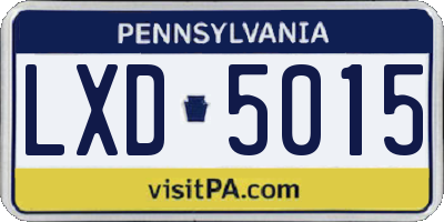 PA license plate LXD5015